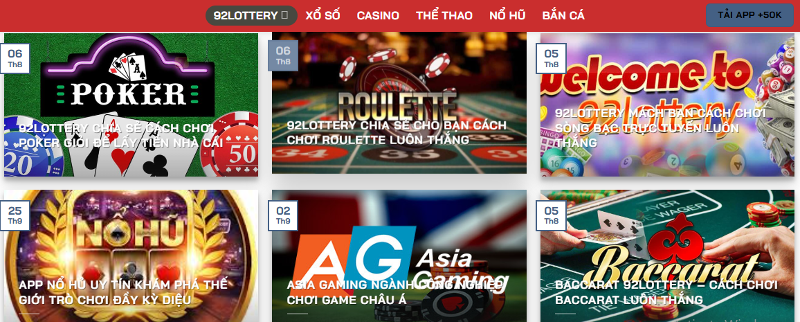 92lottery đa dạng sản phẩm