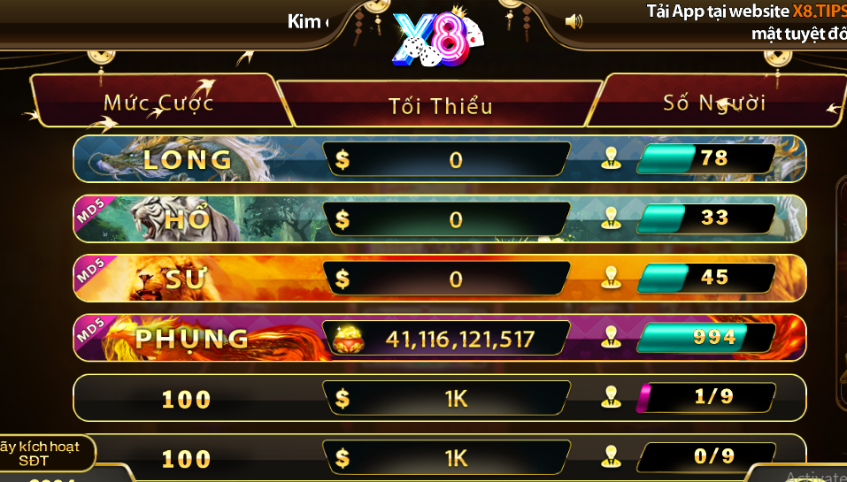 xóc đĩa livestream tại X8